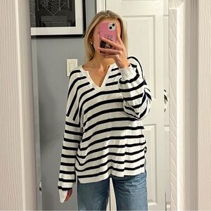Loft White & Black Stripe Sweater